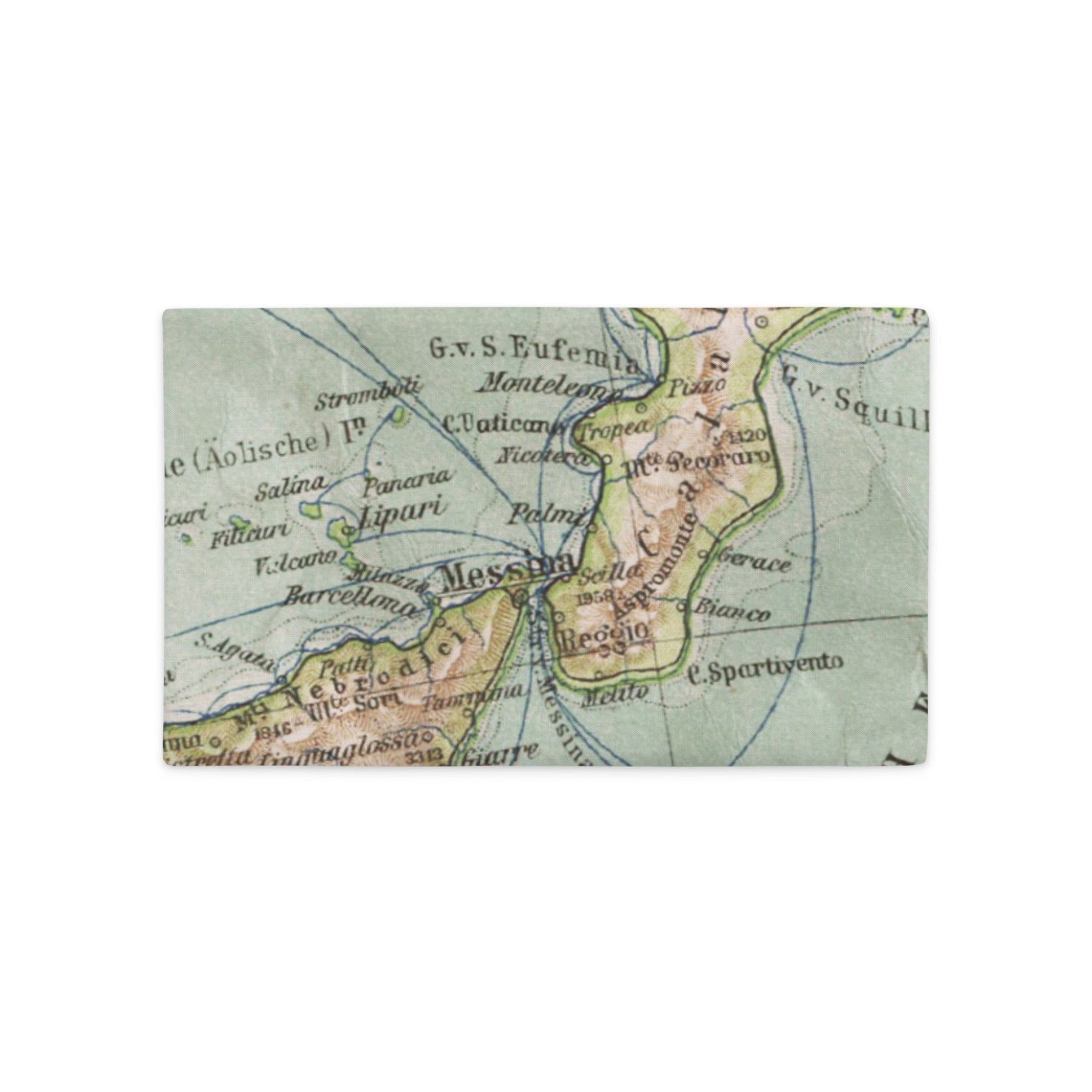 Vintage map of Italy on a light green background throw pillow case with zipper.