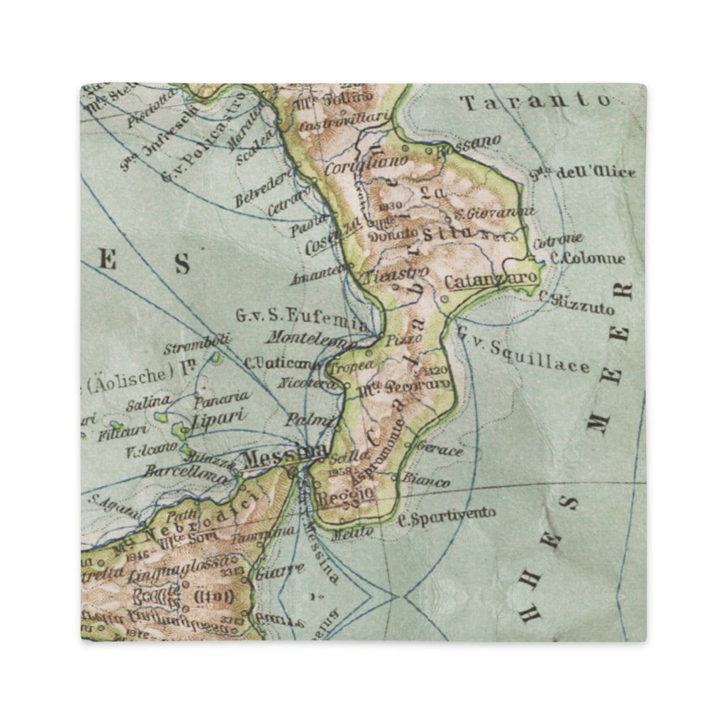 Vintage map of Italy on a light green background throw pillow case with zipper.