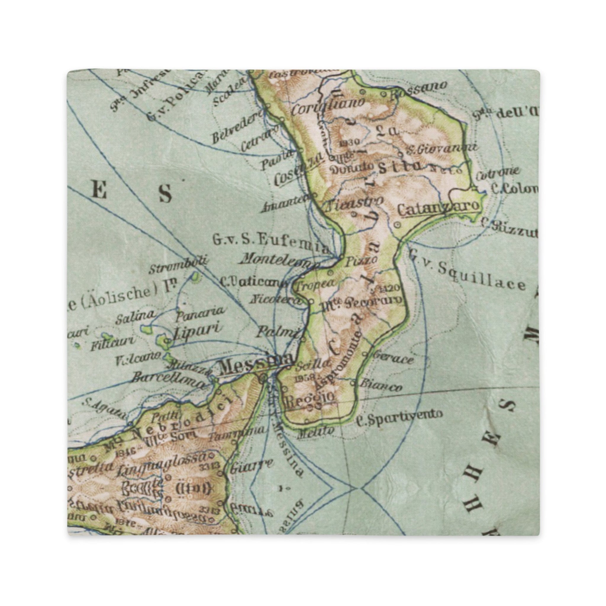 Vintage map of Italy on a light green background throw pillow case with zipper.