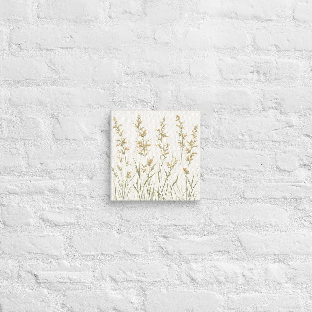 Square canvas print of floral design on a textured white wall