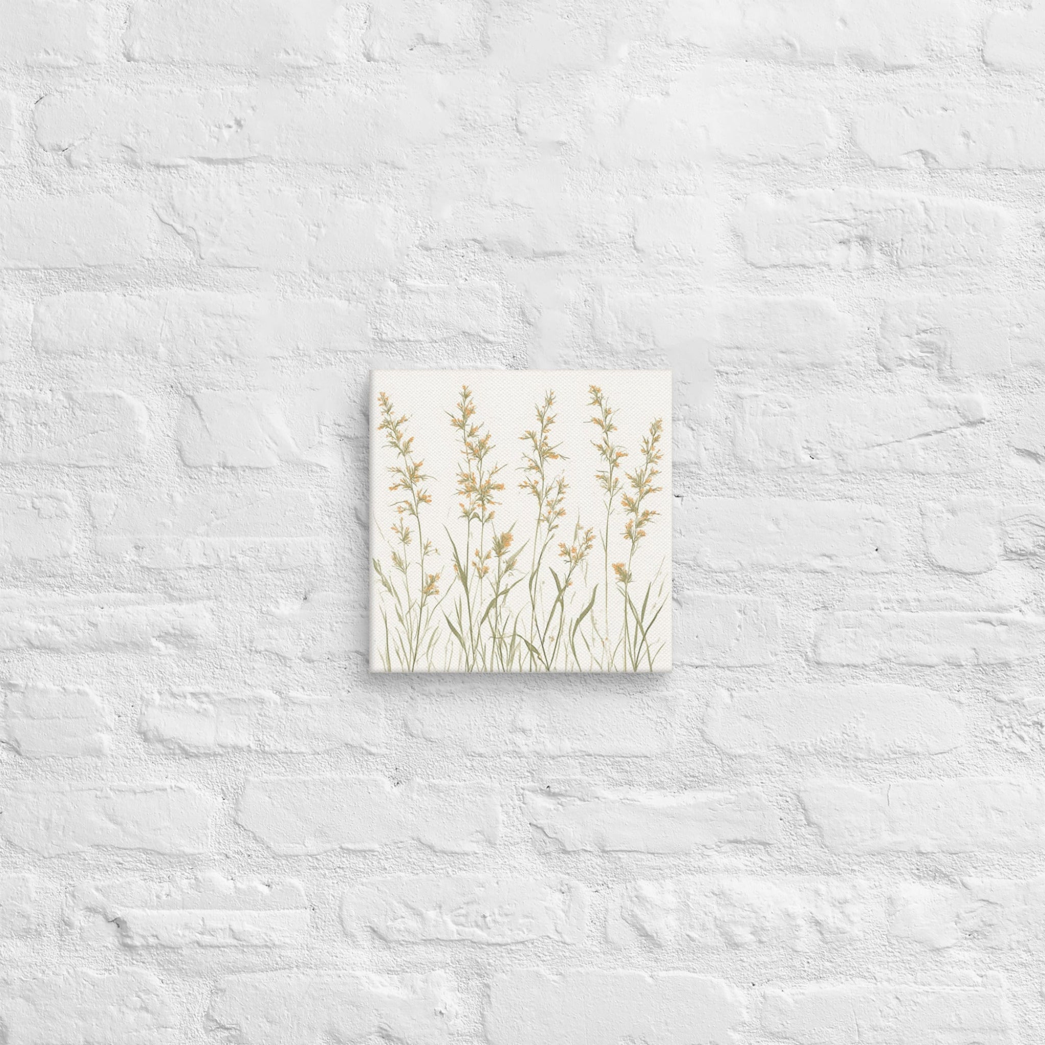 Square canvas print of floral design on a textured white wall