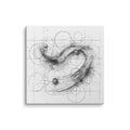 Black and white abstract geometric line art on a gallery-wrapped canvas print.