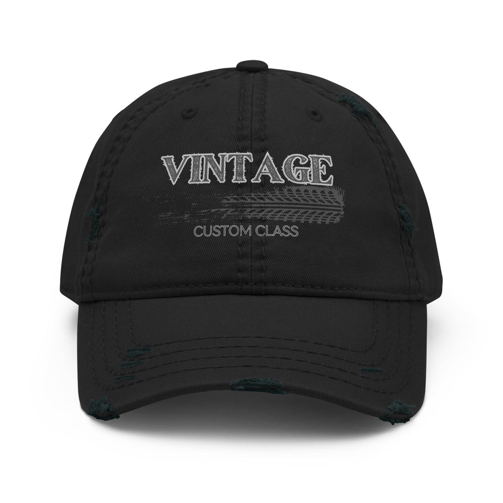 Black cap with 'Vintage Custom Class' text on a white background.