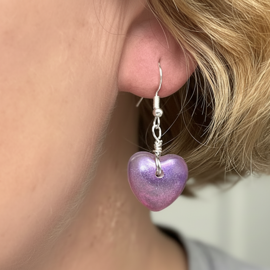 Retouched Purple Heart Earring