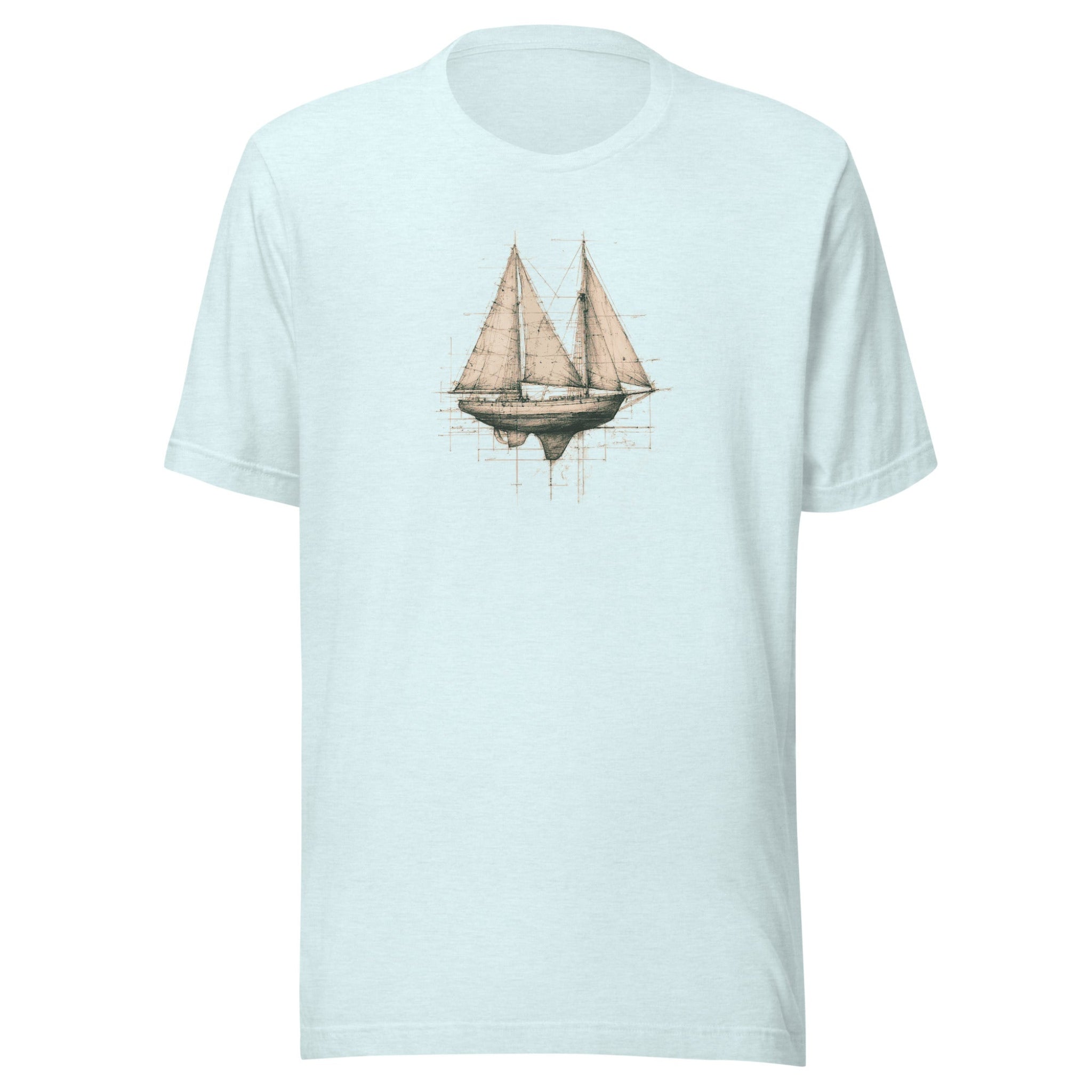 Light blue t-shirt with a sailboat graphic on a white background