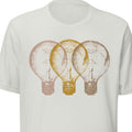 Vintage Edison light bulb graphic t-shirt, unisex fit.