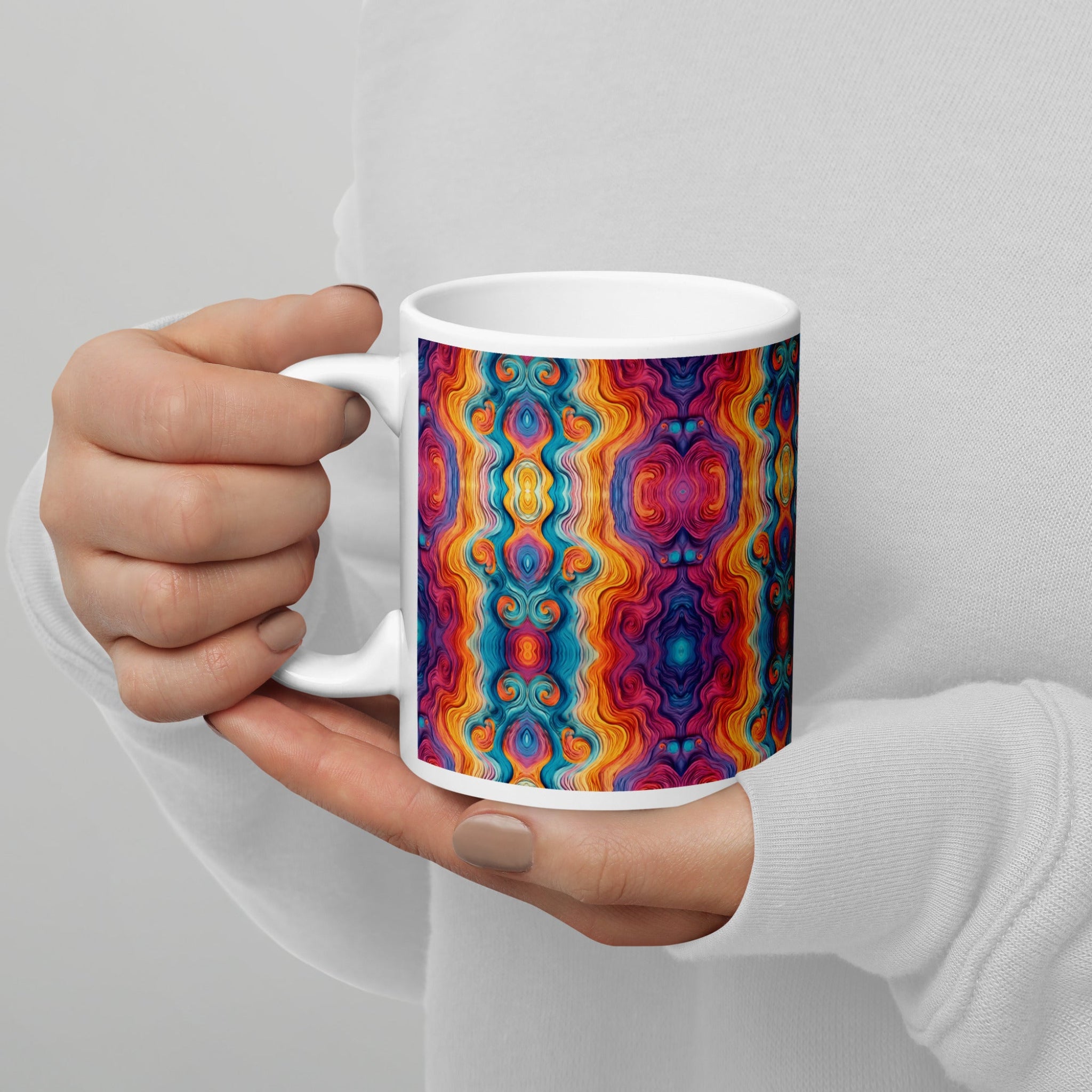  a multicolored ceramic coffee mug