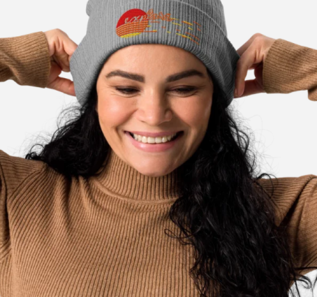 "Explore" - Organic Ribbed Beanie