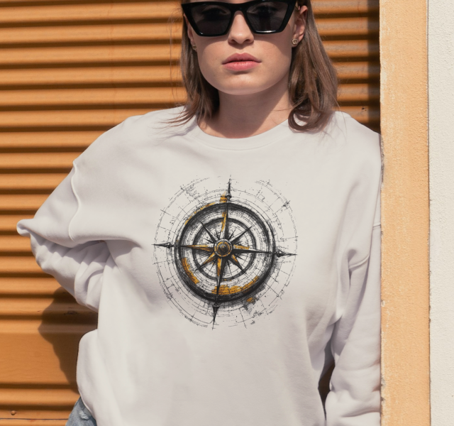 "Vintage Compass" - Pullover Sweatshirt