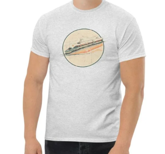 "Retro High-Speed Train Graphic" -  Unisex T-Shirt – Vintage Locomotive Travel Tee