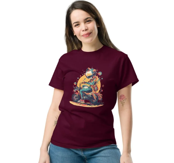 "Vibrant Pop Art Motorcycle Rider - Urban Graffiti Biker" - Unisex classic tee